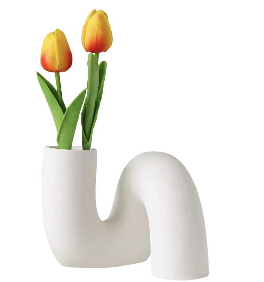 white floral vase abstract shape